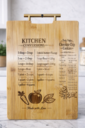Dual Kitchen Conversion & Chocolate Chip Cookie Recipe Cutting Board | Engraved Bamboo Board | Unique Housewarming Gift