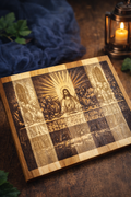 Last Supper Engraved Hardwood Cutting Board – Faith-Inspired Artisan Kitchen Piece