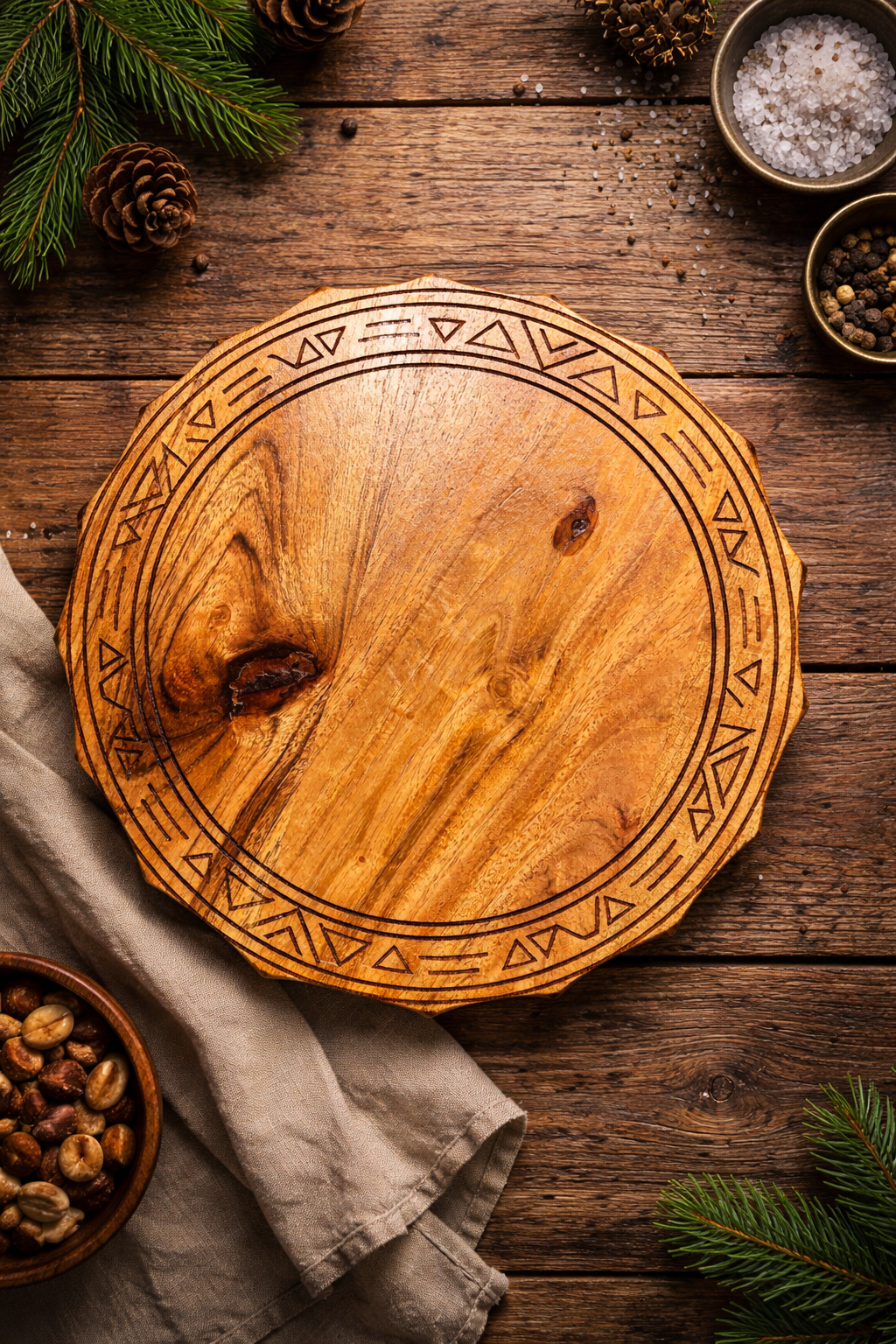 Handcrafted acacia serving riser